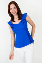 Blusa Gasa Crepé Escote Corazón con Bobo Volante