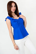 Blusa Gasa Crepé Escote Corazón con Bobo Volante