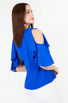 Blusa Gasa Crepé Escote V con Ruffle