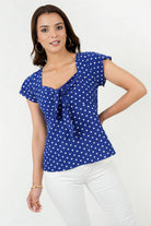 Blusa Seda Satín Escote V con Cascada en Hombro