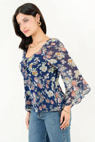 Blusa Escote Redondo Manga 3/4 Acampanada