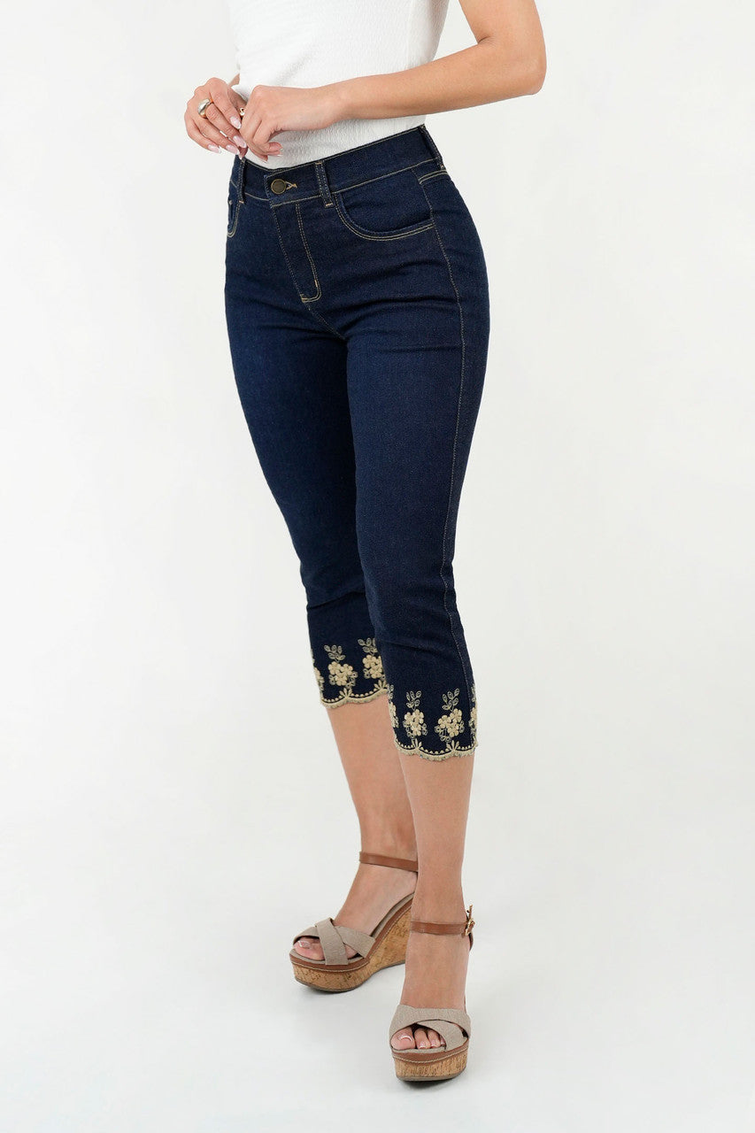Pantalón Pescador Denim Bordado