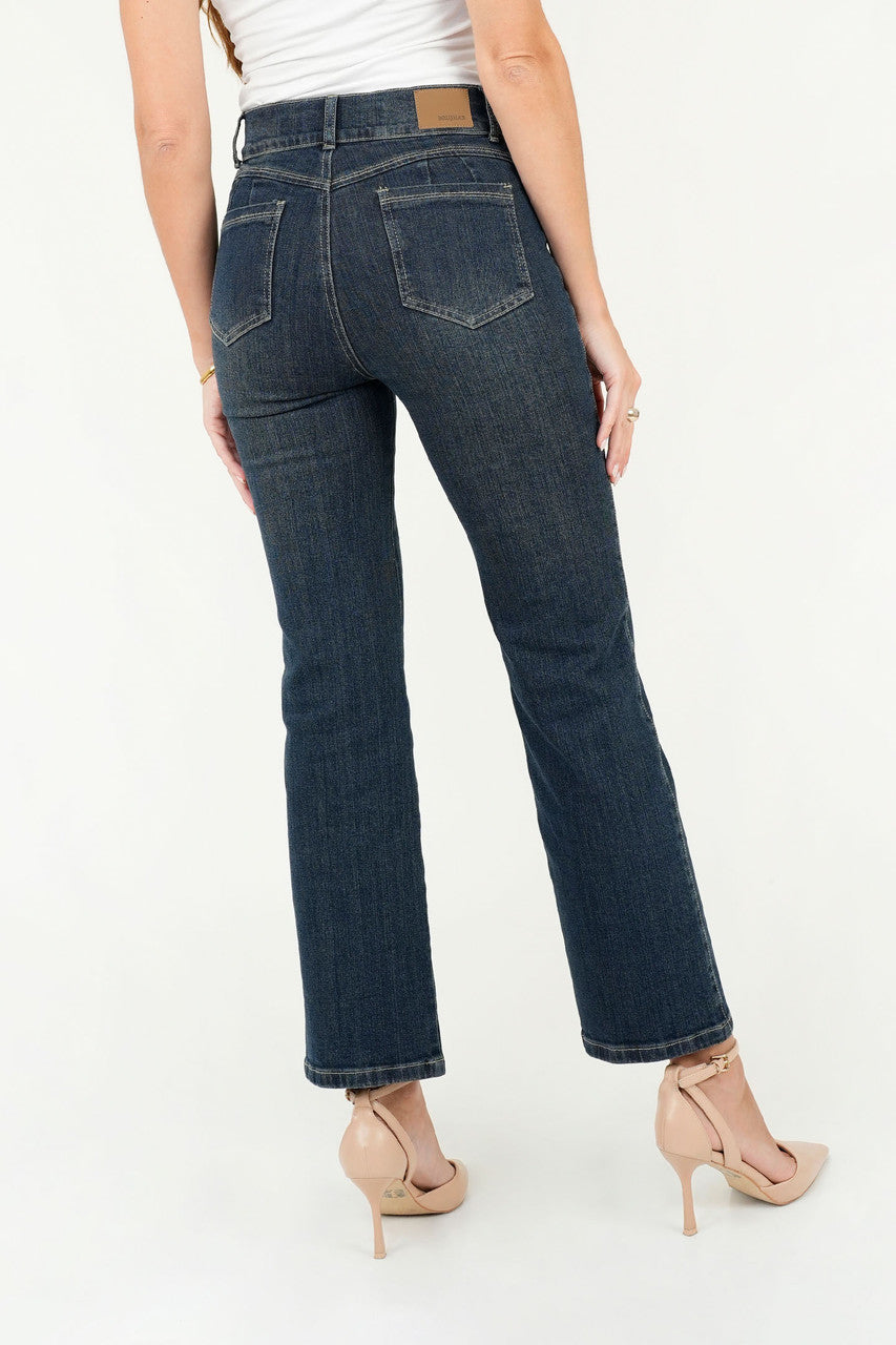 Pantalón Recto Denim con Bordado en Bolsillo Relojero
