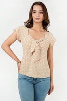 Blusa Seda Satín Escote V con Cascada en Hombro