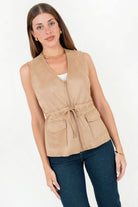 Chaleco Suede con Cremallera y Escote V