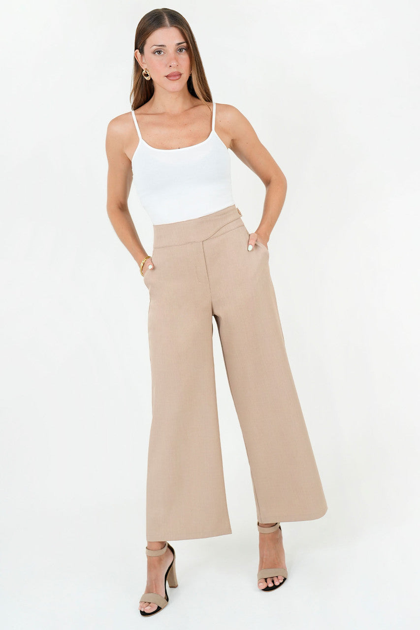Pantalón Palazo con Pretina Cruzada