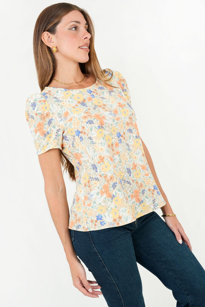 Blusa Vienna Lino Manga Princesa Escote Ojal
