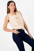 Blusa Satín Crepé Cuello BB con Cascada