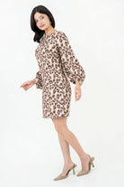 Vestido Corto Rayon Estampado Escote Ojal