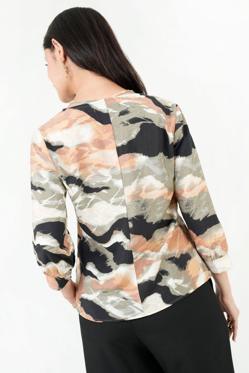 Blusa Manga 3/4 Seda Bali Estampado