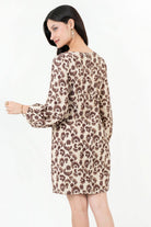 Vestido Corto Rayon Estampado Escote Ojal