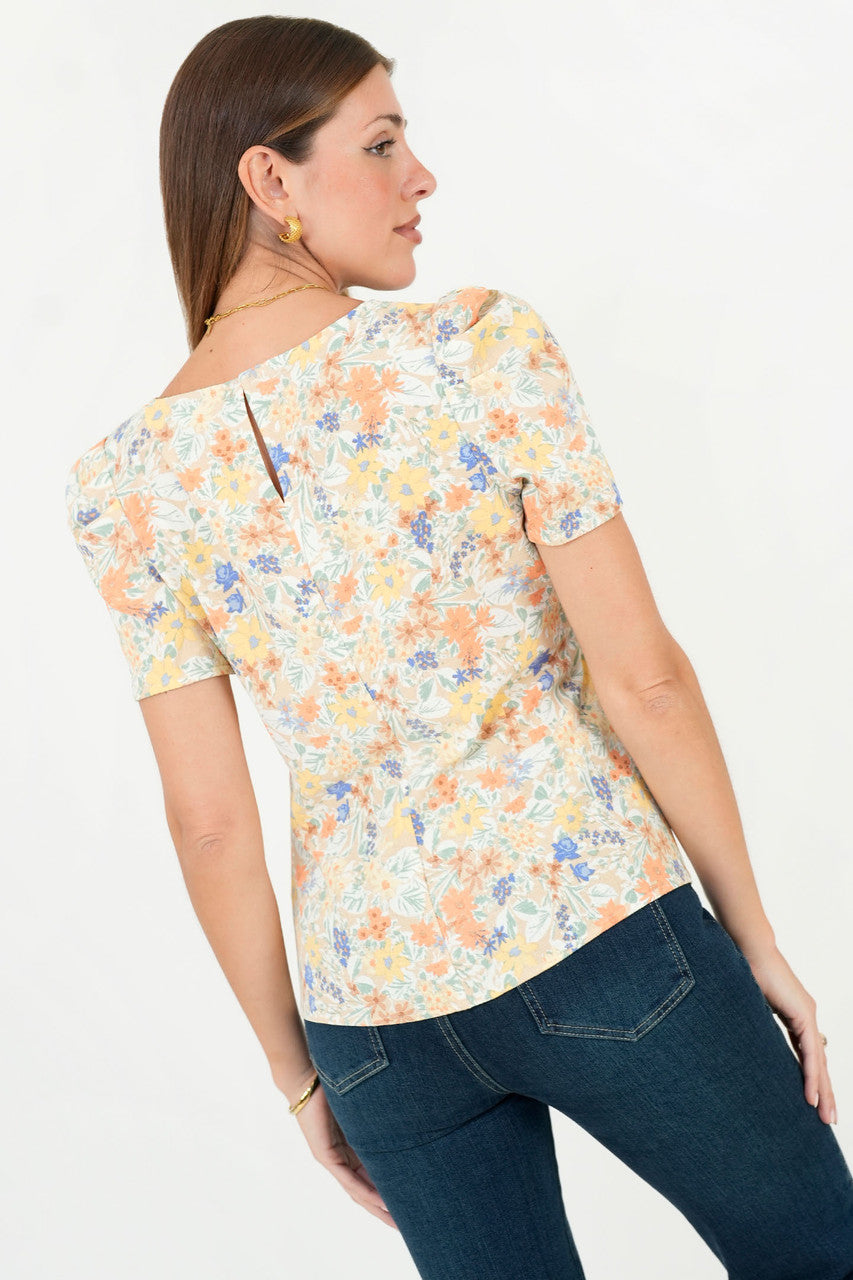 Blusa Vienna Lino Manga Princesa Escote Ojal
