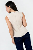 Blusa Seda Escote Ojal con Fruncido Bajo Busto