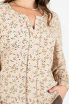 Blusa Manga Larga Seda Corrugada con Escote