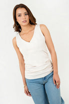 Polo Licra Spandex Escote V con Fruncido