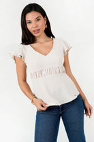 Blusa Vienna Chanel Manga Campana Escote V