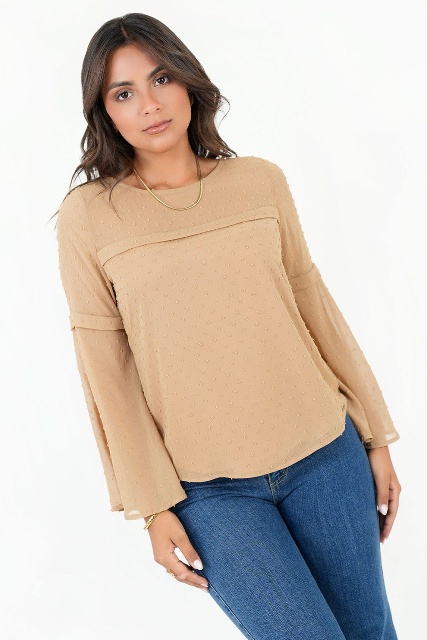 Blusa Manga 3/4 con Manga Abuchonada
