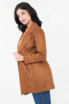 Chaqueta Larga Rústica Suede con Solapa y Cuello Sport