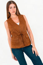 Chaleco Suede con Cremallera y Escote V