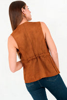 Chaleco Suede con Cremallera y Escote V
