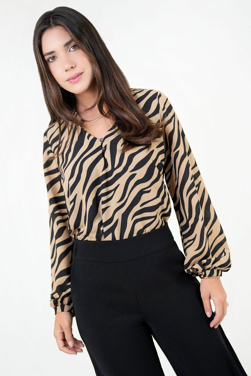 Blusa Manga Larga Gasa Crepe
