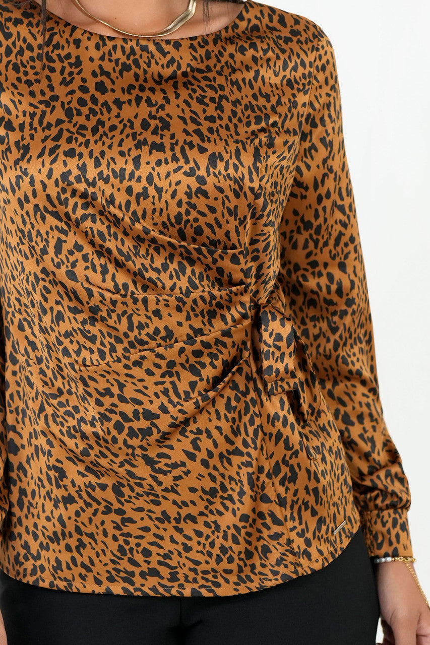 Blusa Manga Larga Satin Estampado