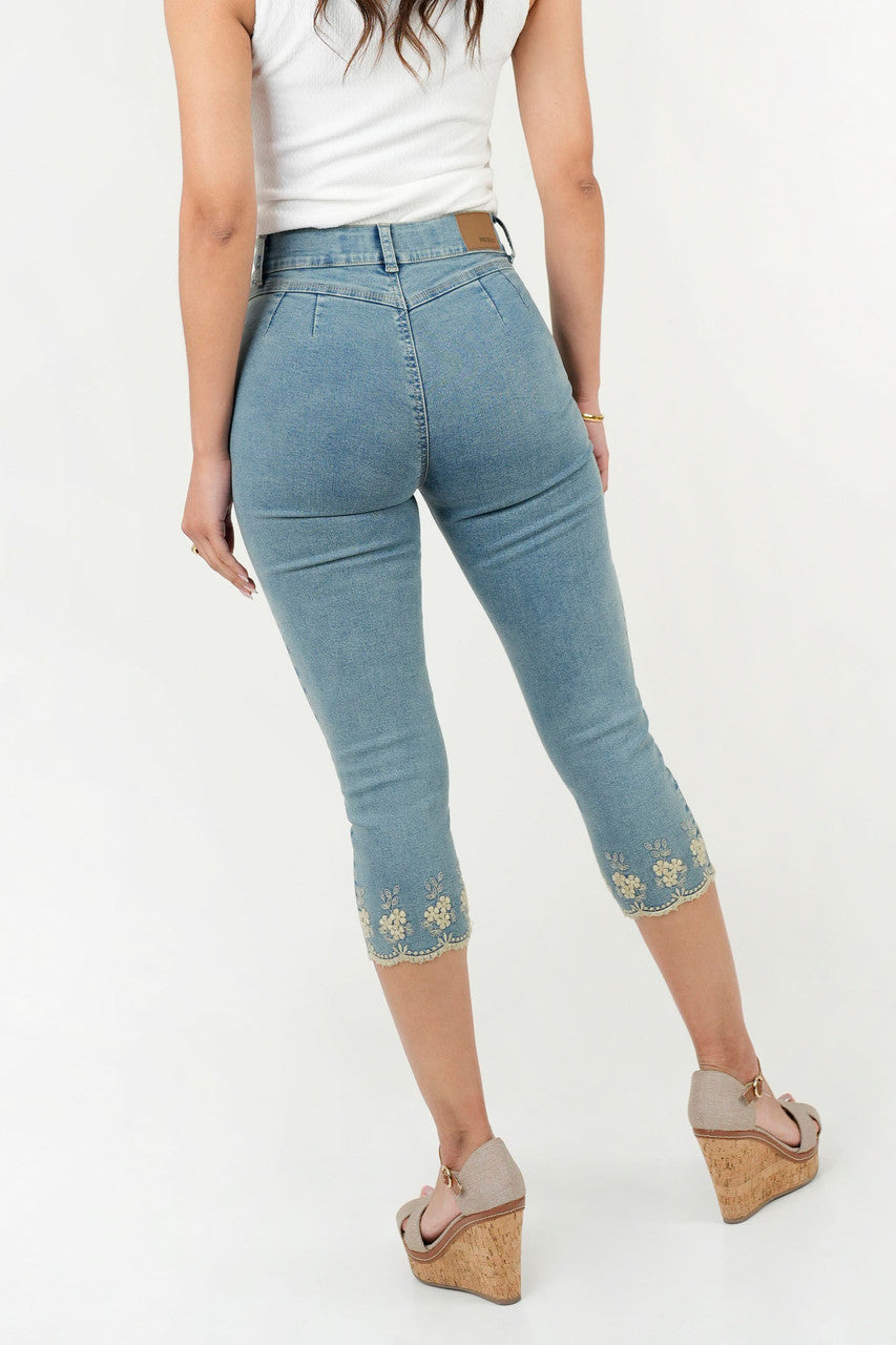 Pantalón Pescador Denim Bordado
