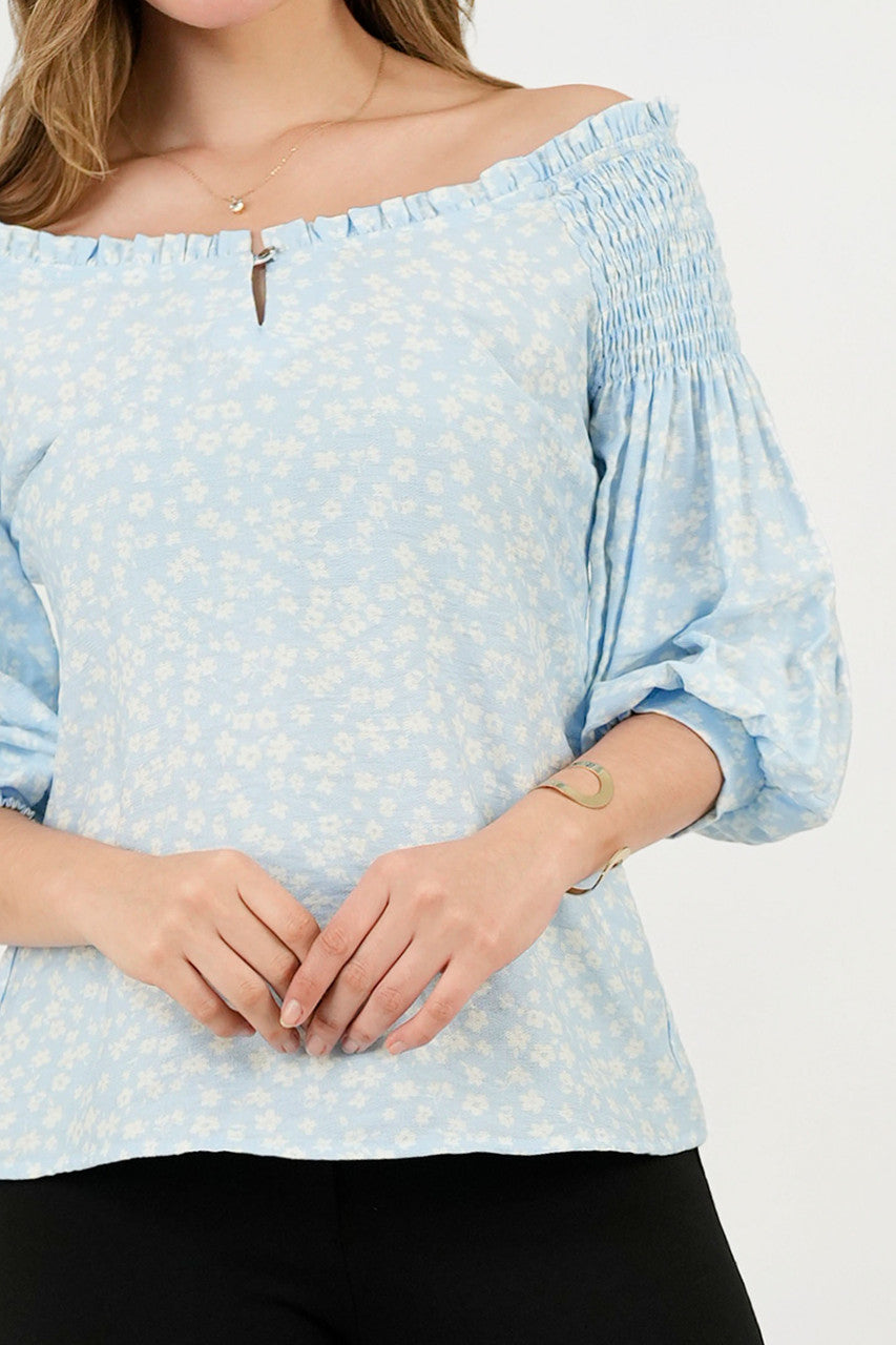 Blusa Manga 3/4 Ghaia Estampada con Escote Bote