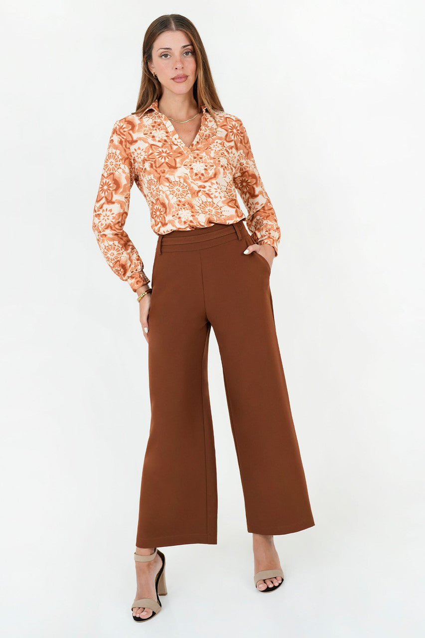 Pantalón Palazo con Pretina Elasticada y Presillas