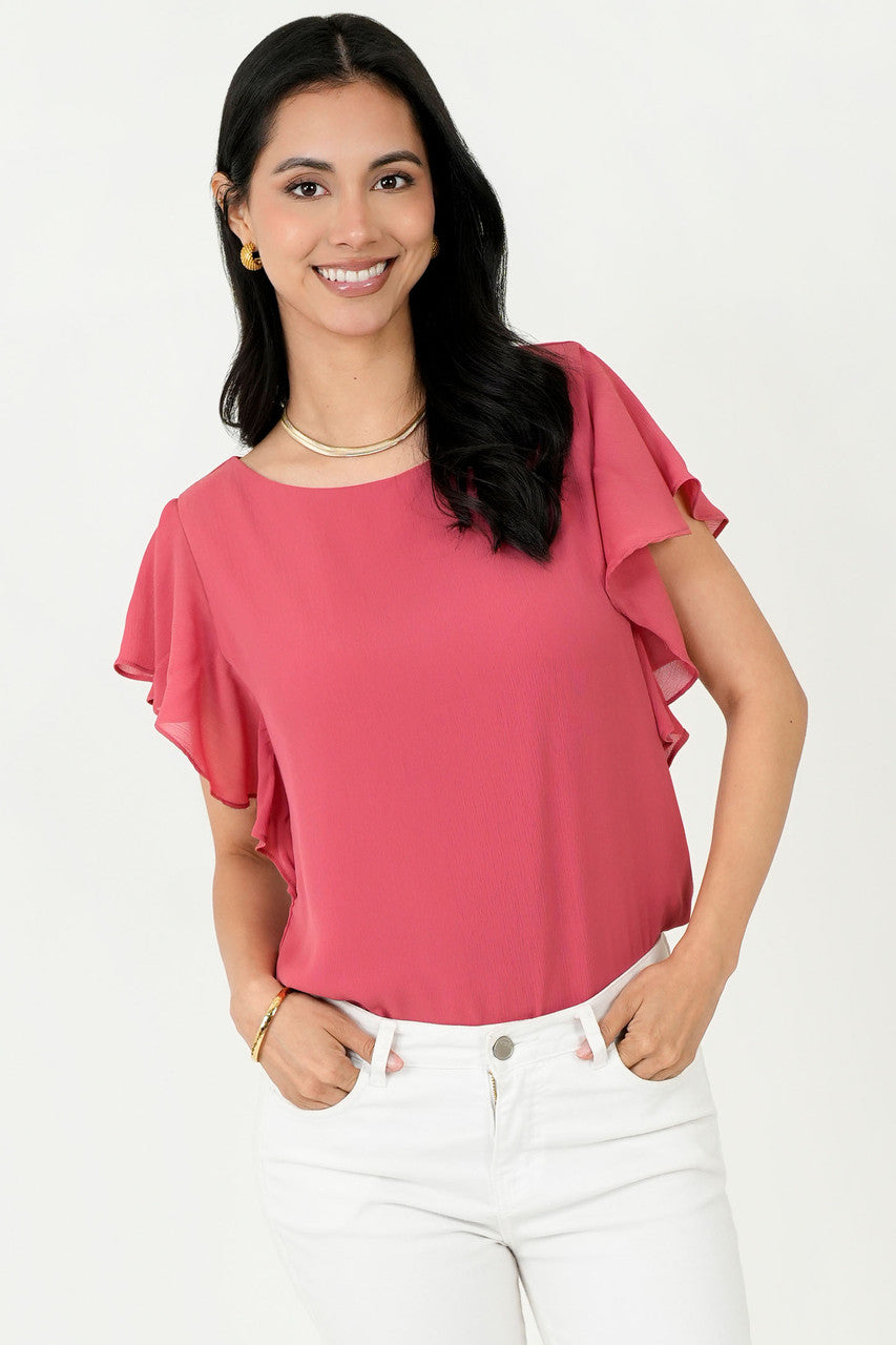 Blusa Gasa Hindú Manga Mariposa Escote Ojal
