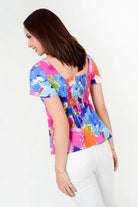 Blusa Vienna Estampada Escote Corazón con Busto Drapeado