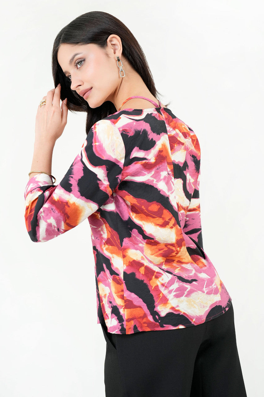 Blusa Manga 3/4 Seda Bali Estampado