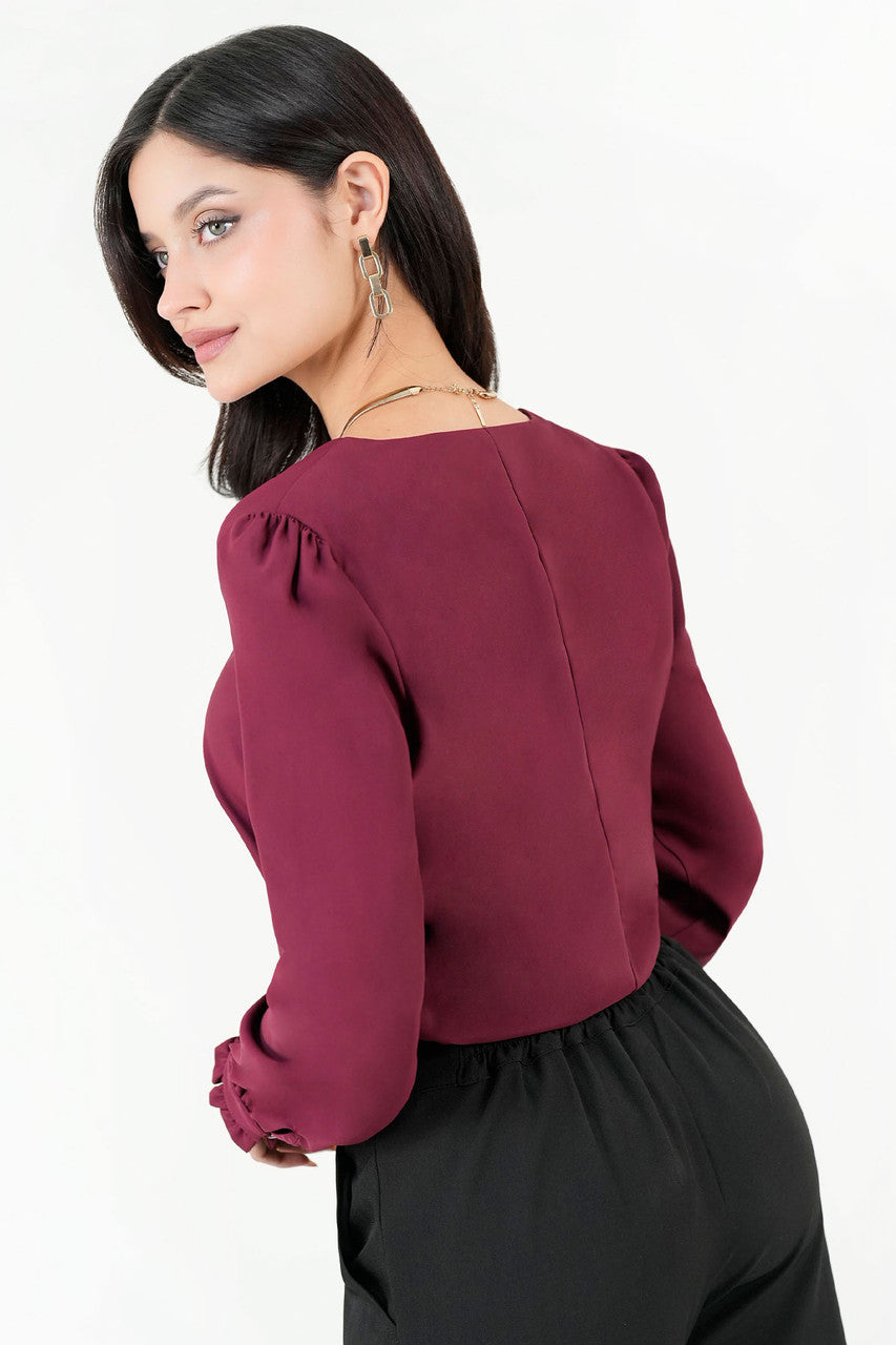 Blusa Manga Larga Escote V