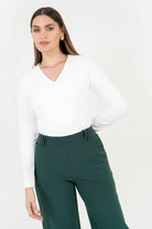 Polo Manga Larga De Lycra Con Cuello V