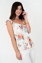 Top Gasa Estampada Alita Escote Semi Corazón