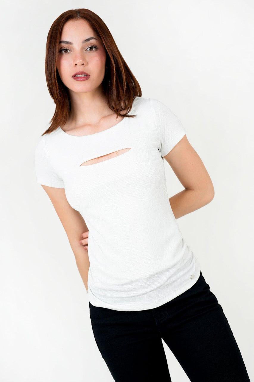 Polo Escuba Crepé Lurex con Abertura Ojal