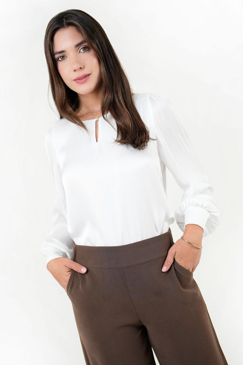 Blusa Manga Larga Satin Hindu
