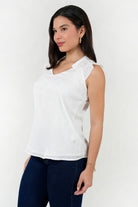Blusa Seda Hindú Escote V con Cuello Neru