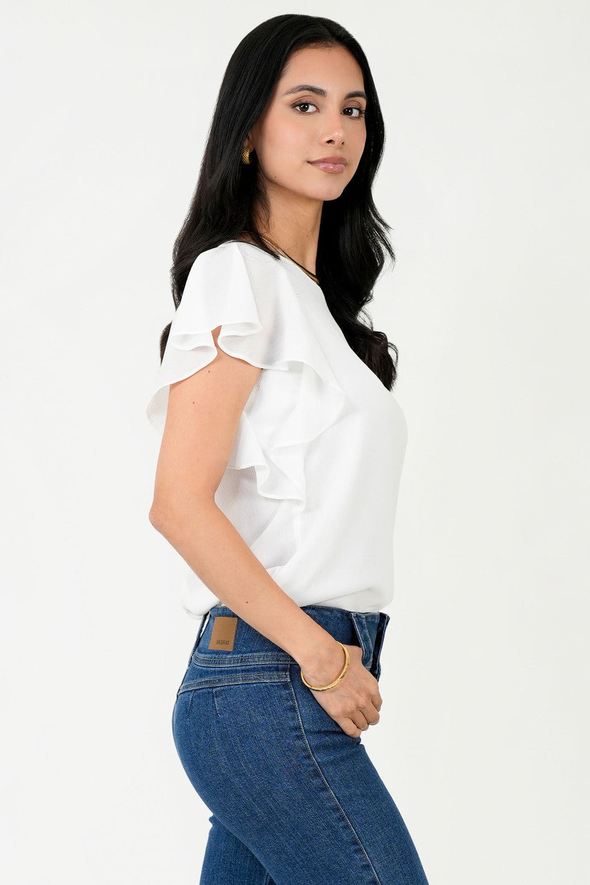 Blusa Gasa Hindú Manga Mariposa Escote Ojal