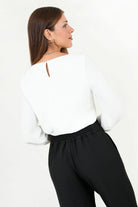 Blusa Manga Larga Gasa Crepe Escote Ojal