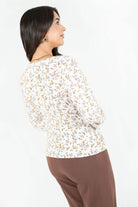 Blusa Manga Larga Seda Corrugada con Escote