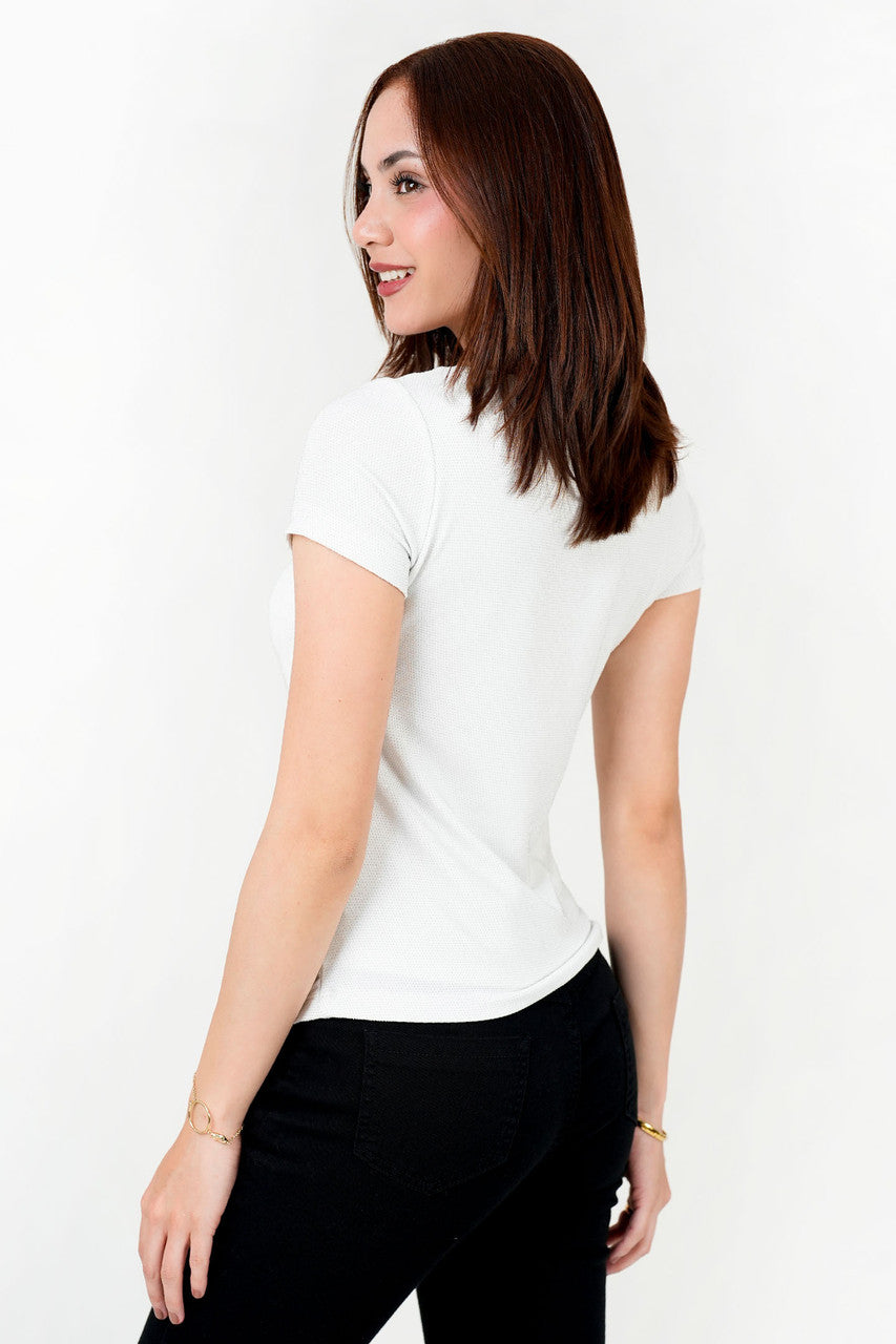Polo Escuba Crepé Lurex con Abertura Ojal
