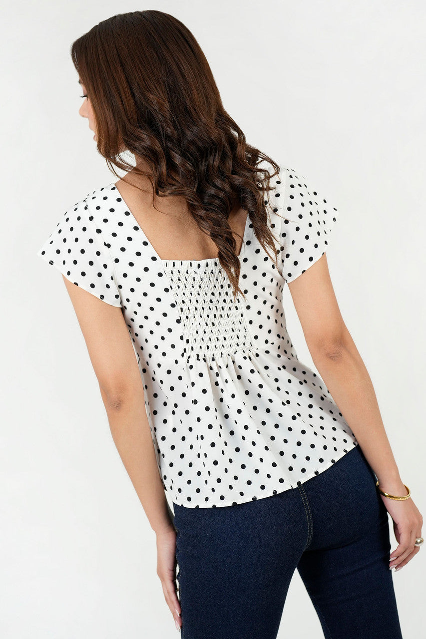 Blusa Seda Satín Escote V con Cascada en Hombro