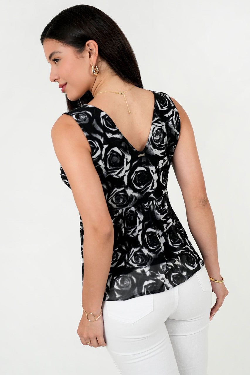 Polo Tull Estampado Escote V con Corte Bajo Busto