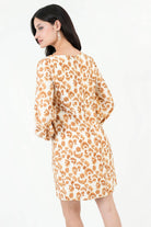 Vestido Corto Rayon Estampado Escote Ojal