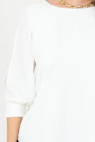 Blusa Gasa Crepe Manga 3/4 Escote Ojal con Puño Tulipán
