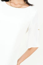 Blusa Escote Ojal Gasa Crepe Manga 3/4 Acampanada