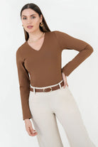 Polo Manga Larga De Lycra Con Cuello V