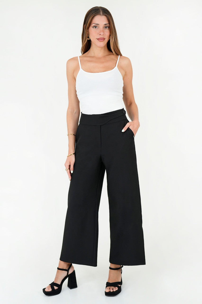 Pantalón Palazo con Pretina Cruzada