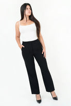 Pantalón Tela Verona con Pinzas y Bolsillos Laterales